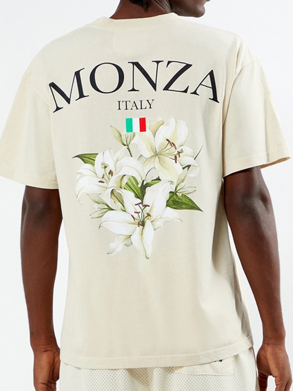 Formula 1 x PacSun Monza Italy Cream Graphic Crew Short Sleeve Shirt Size XL